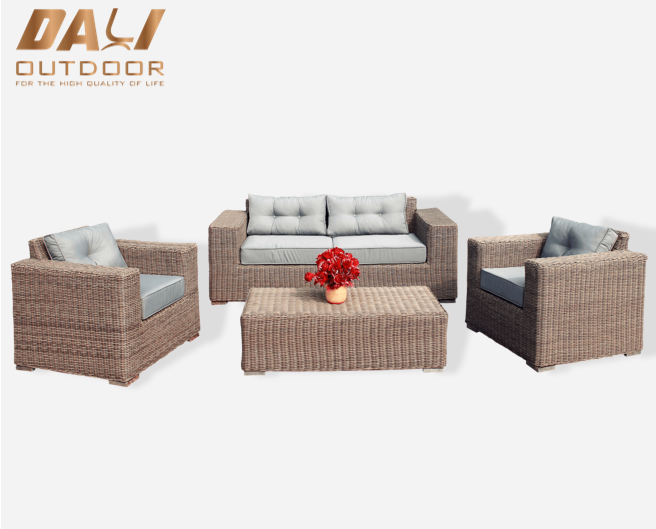 4 pcs Modern Wicker Outdoor Rattan Furniture Garden Patio Gas Fire Sofa Set